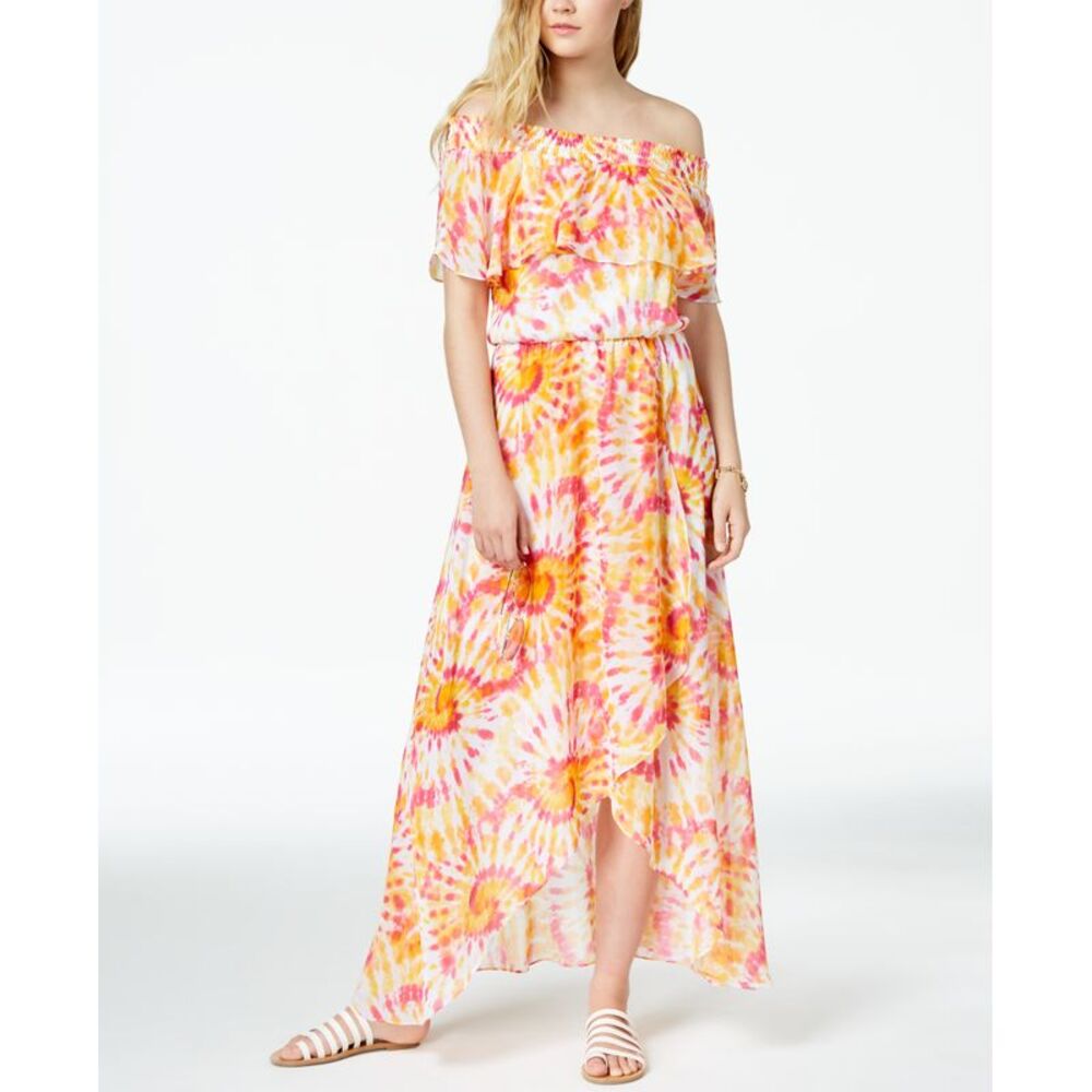The Edit By Seventeen Juniors Printed Off The Shoulder Maxi Dress